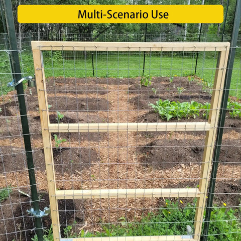 Heavy Duty T-Post Gate Hinge Kit With Galvanized Pins For Chain Link Fences installed on farm garden gate