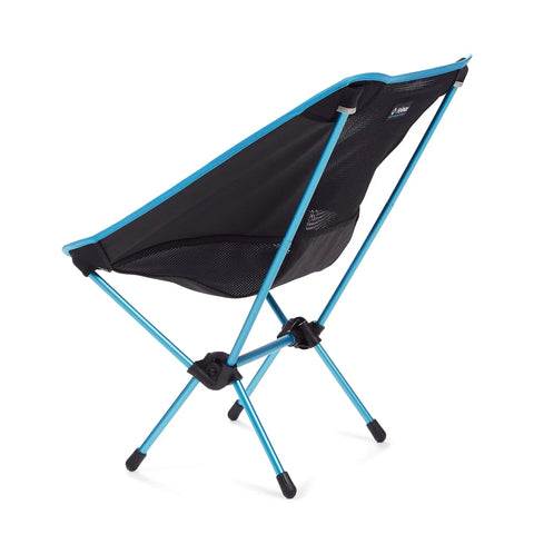 Back view of a Lightweight Collapsible Camping Chair For Backpacking And Outdoors, Ultra Portable Aluminum Frame Supports Up To 320 Lbs, showcasing blue frame.