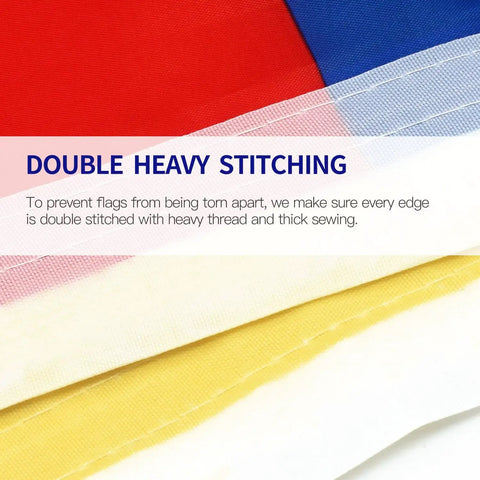 Close-up of double stitching on Thin Blue Line US Flag 3x5 Foot High Quality Polyester With Brass Grommets Fade Resistant Vivid Color Canvas Header