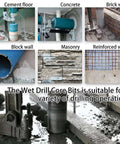 2-1/2 in core drill bits with 1-1/4-7 thread and diamond segments for heavy-duty drilling in concrete, brick and masonry