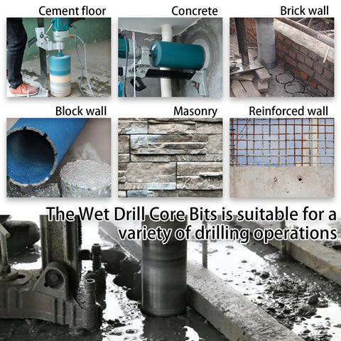 Two Inch Wet Core Drill Bit For Tough As Nails Pro Grade Performance With One And A Quarter To Seven Thread Fifteen Point Seven Four Inch Drilling Depth Ten Millimeter Diamond Segment For Reinforced Concrete Masonry Brick And Stone in various applications