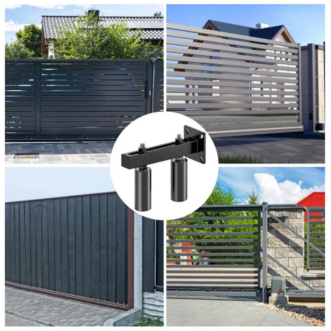 6 Inch Slide Gate Guide Roller With UHMW Nylon Durable Adjustable Support Assembly for sliding gates, black, various gate designs