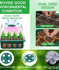 Seed Starter Kit With Grow Light, 5 Pack Seedling Trays With Heat Mat And Humidity Domes featuring peat pellet and cell trays