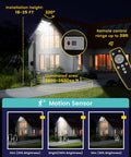 Super Bright 8000W LED Solar Street Light for Outdoor Security 800000LM with motion sensor illuminating house and driveway