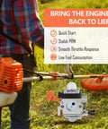 Person using trimmer with Stihl Trimmer Carburetor Kit for FS90R FS90 FS110R FS100 KM90R KM90 FS100RX FS110 KM110R HT100 HT101 C1Q S174 Carb Premium Aftermarket Replacement For Easy Install And Rock Solid Performance In Stihl Trimmer Engines.