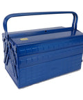 Blue 3-Tier Tool Box Organizer, Heavy-Duty Metal Chest For Home Workshop, Compact Exterior Dimensions 16.1 By 8.7 By 13.6 Inches