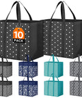 10 Pack Reusable Grocery Bags For Shopping And Picnics With 35L Large Capacity Heavy Duty Waterproof Tote Bags Sturdy Handles