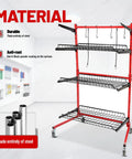 Heavy Duty Steel Rolling Parts Rack For Auto Body Shops Three Shelf Cart With Locking Casters, Boss Grade Garage Storage Organizer