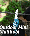 Using 7-In-1 EDC Pocket Knife Multitool for Keychain Quick Fixes, Outdoor Gear, and Daily Tasks, Blue, to cut a branch