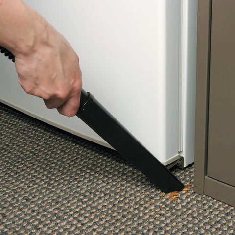 Close-up of Crevice Tool For Wet Dry Vacuums, Slim One And One Quarter Inch Attachment cleaning tight carpet corner