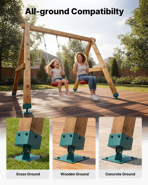 Beefy Heavy Duty Swing Set Brackets Kit For 4x4 Posts 3.6x3.6 Actual, Leveling Hardware With 1250 Lb Per Unit Capacity, 45 To 60 Degree Angle, Stainless Steel Anchor Kit For Uneven Grass And Wooden Ground, 4 Pack
