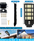 Beefy 400W Solar Street Light Dusk To Dawn With Motion Sensor Remote IP67 visible installation methods and components