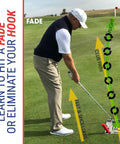 Golfer using Speed Trap Two Point Zero Golf Swing Trainer Build Confidence And Nail Longer Straighter Shots With Slice And Hook Correction Path Aid on green