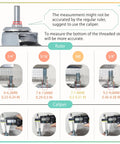 Measurement guide for 2 Inch Caster Wheels with 1/4 Inch Threaded Stem Swivel Casters and Brakes, tools for precise sizing.