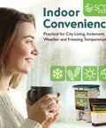 Indoor Composter Starter Kit For Kitchen With 5 Gallon Tan Bin Lid And Spigot Plus 1 Gallon Bag Of Dry Bokashi Bran pictured indoors