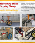 Granite lifting clamp, red heavy-duty stone carrying clamp with steel bar for vertical lifting of slabs