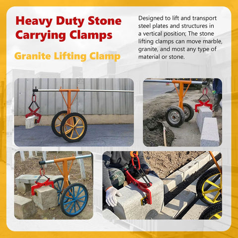 Granite lifting clamp, red heavy-duty stone carrying clamp with steel bar for vertical lifting of slabs