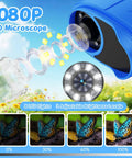 Kids Microscope Handheld Digital Microscope 200X to 1000X Zoom for Exploring Insects, Leaves, Rocks, Fabrics and More, Blue Color, Awesome Hands On STEM Learning Toy Gift for Curious Kid Scientists with 2.4-inch screen