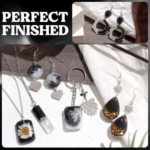 Pour And Go Uv Resin Kit Featuring Prepainted White And Black Tones 300g Easy Peasy Mold Casting Set For Dope Diy Crafts No Mixing Required Delivers Straight Fire Glossy Finish Every Single Time
