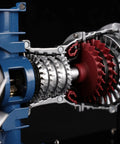 Close-up of Ultra Realistic Mini Metal Turbofan Engine Model Kit That Actually Runs showing metal gears and parts.