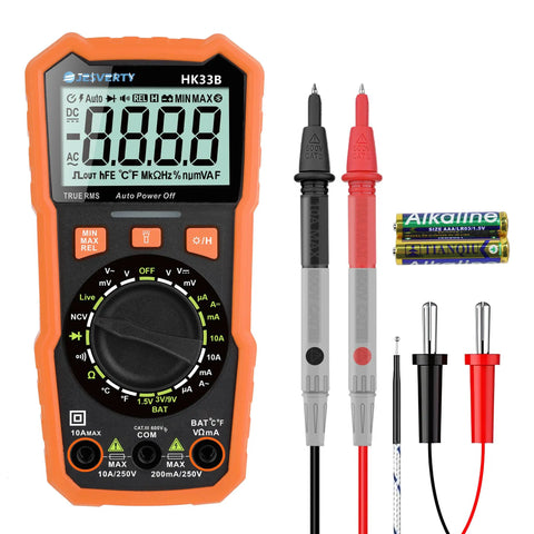 All In One Digital Multimeter 2000 Count Display With AC And DC Voltage Current Ohm Diode Continuity Temperature And NCV