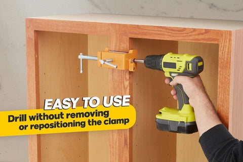 Two Pack Cabinet Clamps With Protective Case Pro Grade Solid Cast Steel Construction Built In Drill Guide With EVA Pads