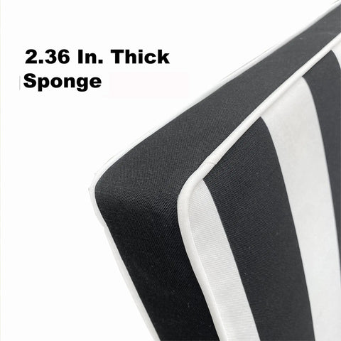 Close-up of 2 Pack Outdoor Lounge Chair Cushions Replacement Cushions For Patio Chaise Lounge, Black And White Stripes
