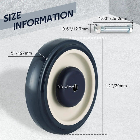 Slick 5 Inch Shopping Cart Caster Wheels 4 Pack Featuring Heavy Duty Polyurethane Tread And Precision Seal Bearings That Roll Like Butter Zero Hassle With Included Mounting Screws For Smooth Everyday Hauling In Blue