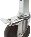 Heavy Duty Five Inch Rubber Caster Wheels For Scaffold Replacement Compatible With 8795478 Smooth Glide Bearing Trays Black Finish.