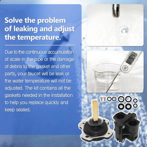 Complete Mixer Cap and Pressure Balancing Unit Kit for K-15701-K and K-15700-K, components and installation image.