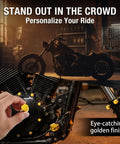 Hella Solid Gold Motorcycle Bolt Covers And Hexagon Engine Nut Caps With Wear Resistant Metal Screw Protectors For Universal Atv Scooter Fresh Ride Upgrade on engine with golden finish