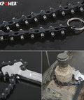 24 Inch Chain Wrench With 6.3 Inch Pipe Capacity Heavy Duty Chromium Vanadium Steel in use on metal pipe.