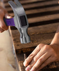 Person using hammer from 152 Piece Basic Household Hand Tool Set With Toolbox Storage Case All Purpose Home Tool Kit Includes Essential Tools For Office And College Repairs Purple