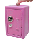 Pink Mini Locker Safe for Kids With Easy Combination Lock and Spare Key, 7x4x4-inch piggy bank with hand inserting coin