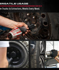 Mechanics using One Half Inch Drive Deep Impact Socket Set, 11-Piece Metric Socket Kit With 27mm To 38mm Sizes For Wheel Axle Nuts