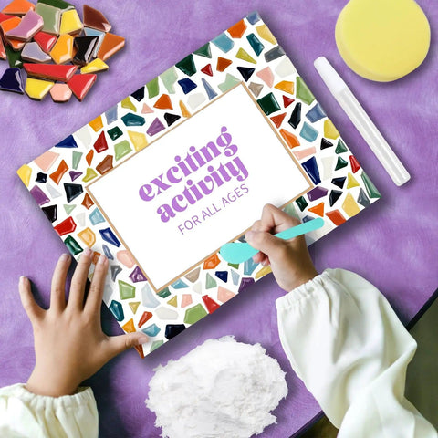 Decorate Your Own Mosaic Picture Frame Kit With Colorful Mosaics Glue Spreader Grout And Everything You Need For 5x7 Or 4x6 Photos visible