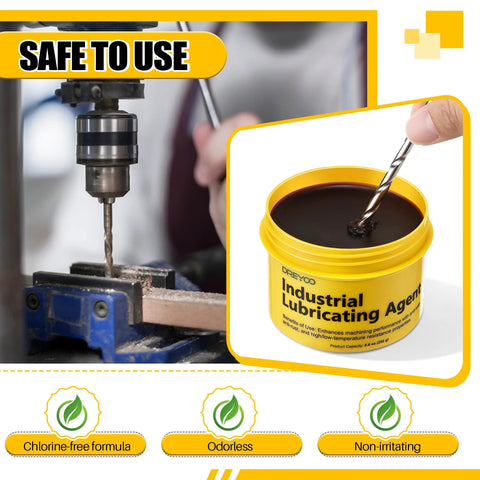 Dreyoo cutting paste for drilling metal in a yellow 8.8 oz jar; industrial lubricating agent