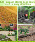 50 Pack 8 Inch Hose Hold-Down Anchor Stakes For 1/2 Inch, 1/4 Inch, And 5/32 Inch Drip Tubing in garden bed and soil setup
