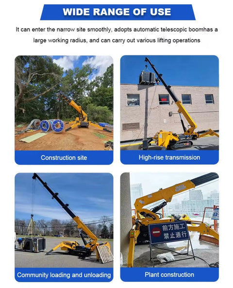 Compact 3 Ton Hydraulic Crawler Crane With Slick 360 Spin And Electric Hoist Built Solid For Tight Spaces Quick Construction Prep And Heavy Daily Lifting Chops in use at a construction site.