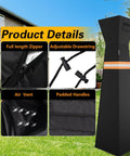 Pyramid Torch Patio Heater Cover With Zipper Storage Bag And Reflective Strip Heavy Duty 420D Waterproof Dust Proof Windproof UV Resistant Outdoor Standing Heater Cover Black 90H X 23L X 23W