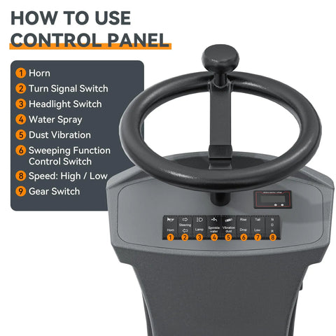 51 Inch Ride On Commercial Floor Sweeper With 27 Gallon Hopper And Powerful 800W Motor. This Big Duty Machine Boasts A Wide Path For Fast Cleaning In Warehouses And Factories. Get Ready To Sweep Up Messes Like A Boss With This Pro Grade Equipment.