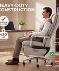 Man sitting on Dual Motor Executive Reclining Office Chair With Footrest And Massage Lumbar Support One Click Electric Recline
