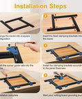 Installation steps for Adjustable Router Jig For Cutting Boards Up To 18 By 18 Inches with clamping and grooves instructions.