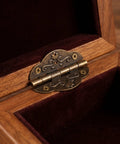 Antique Style Jewelry Box Hardware Kit With Hinges Latch And Padlock Key for DIY Woodworking Keepsake Chests and Cabinets, brass hinge detail