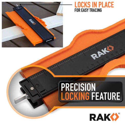 10 Inch Locking Contour Gauge For Edge Profile Measuring And Copying Irregular Shapes Great For Tile Flooring Woodworking And Construction Projects Handy Gift For Dad And DIY Guys, orange plastic