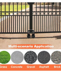 Heavy Duty Spring Loaded Caster Wheels 600 Pound Gate Rollers For Metal Tubing under a decorative gate on various surfaces.