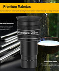 Two Point Five Millimeter Wide Angle Telescope Eyepiece For Planetary Observation Dope 1.25 Inch 58 Degree Apparent Field Aluminum Body displayed with premium materials.