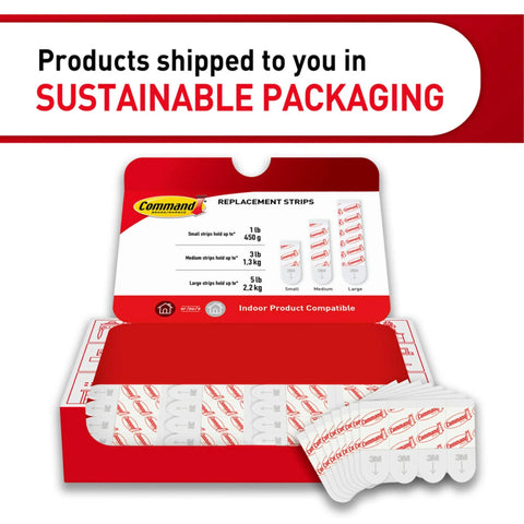 Product box with open lid showing replacement strips in sustainable packaging