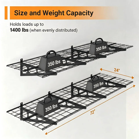 Heavy Duty Garage Wall Shelving Units Two Pack With 1400 Pound Capacity Cold Rolled Steel Storage Rack For Home Pantry Kitchen Setup Built Tough Solid As A Rock Ultimate Organization Fix