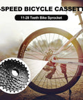 7 Speed Bike Cassette 11-28T Sprocket For Mountain And Folding Bikes Beefed Up Steel Build Lightweight Black Finish